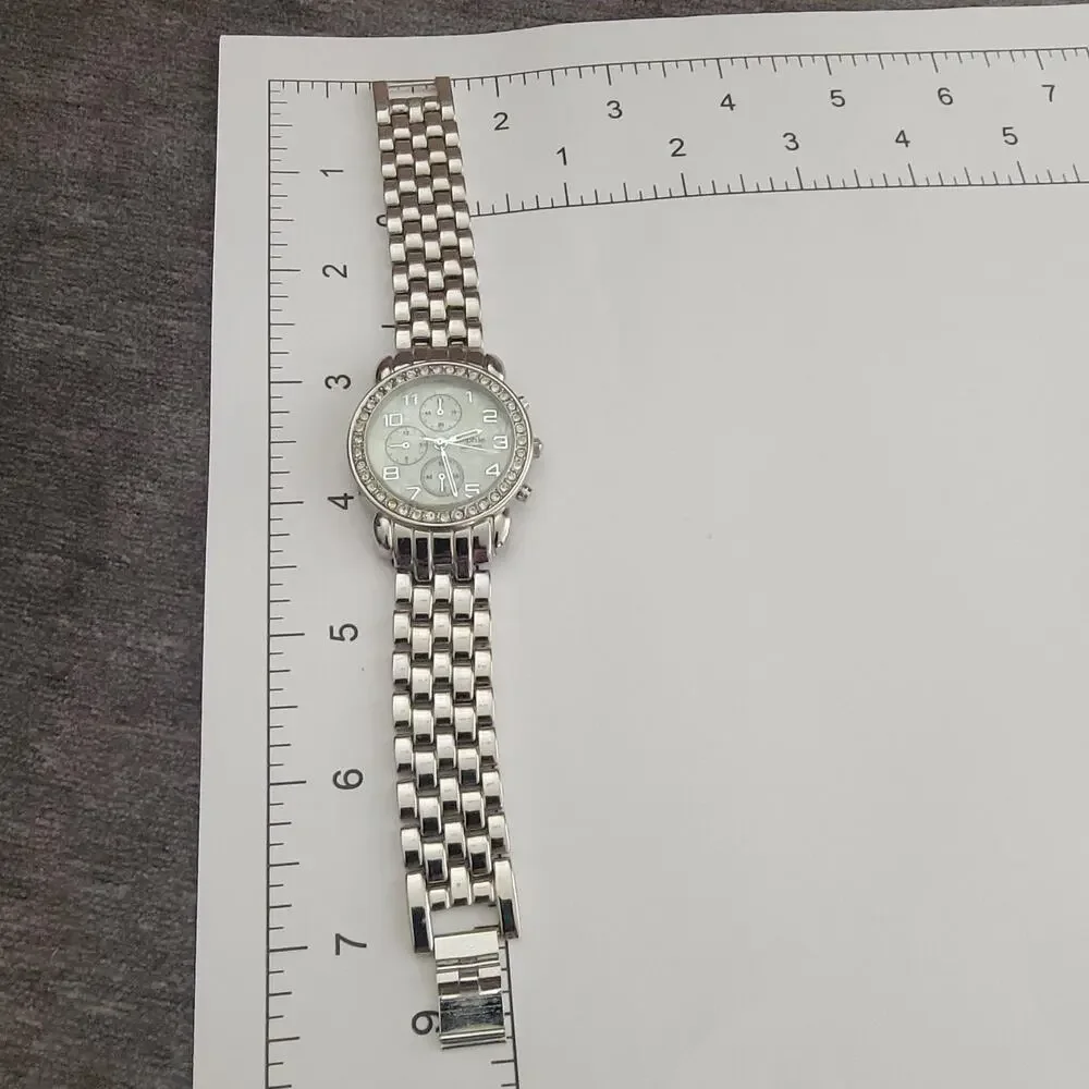 Vintage Sophie Quartz Womens Watch Silver White Dial Crystal Bezel Bracelet